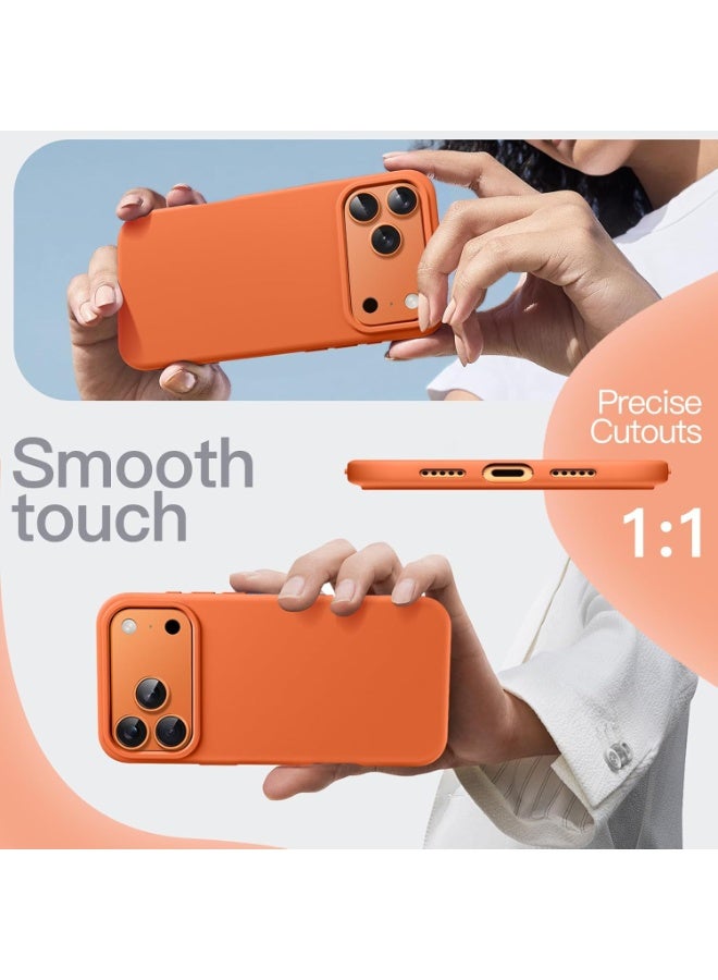 Denx Generic Silicone Case Compatible with iPhone 17 Pro, Slim Liquid Silicone Phone Case with 3-Layer Soft Rubber Shockproof Bumper with TPU Lining (Orange) - Image 5