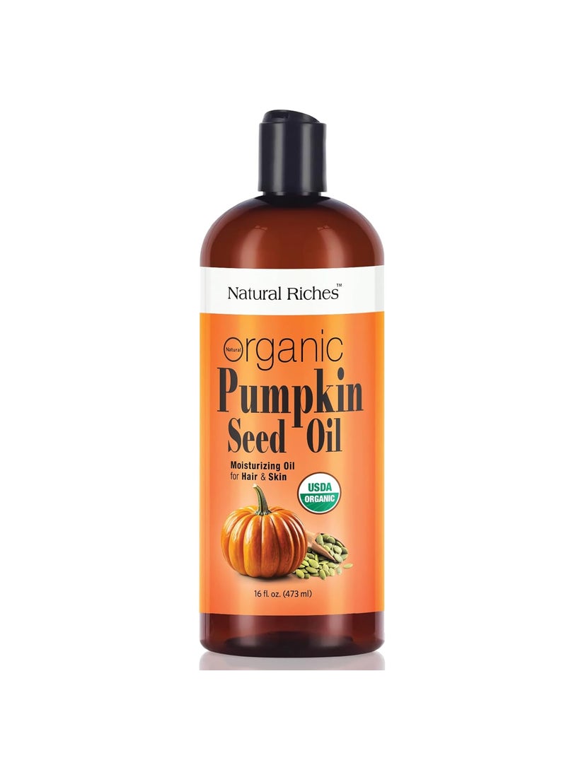 Natural Riches Natural Riches Pumpkin Seed Oil USDA Certified Organic Moisturizer 16oz Pure and Natural Carrier Oil Unrefined Cold Pressed Face Hair Body  Skin Care Eyelashes 