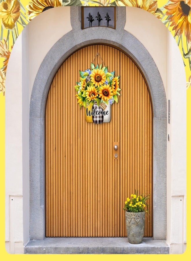 Silipull لوحة ترحيبية خشبية كبيرة على شكل زهرة عباد الشمس الربيعية من سيليبول، مقاس 12 بوصة، تُستخدم كزينة للباب الأمامي أو كلوحة خشبية معلقة، مناسبة لتزيين الشرفة أو غرفة النوم أو غرفة المعيشة أو المطبخ أو أي مكان آخر. - Image 4