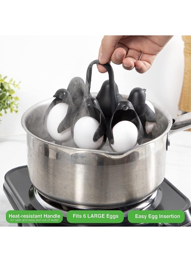 The White Shop Egg Holder Hard Boiled Egg Cooker - Penguin Shaped Boiled Eggs Cooker - 3-In-1 Cook, Store And Serve Egg Holder Kitchen Gadget Home Decor - Egg Rack for 6 Soft or Hard Boiled Egg  - Image 2
