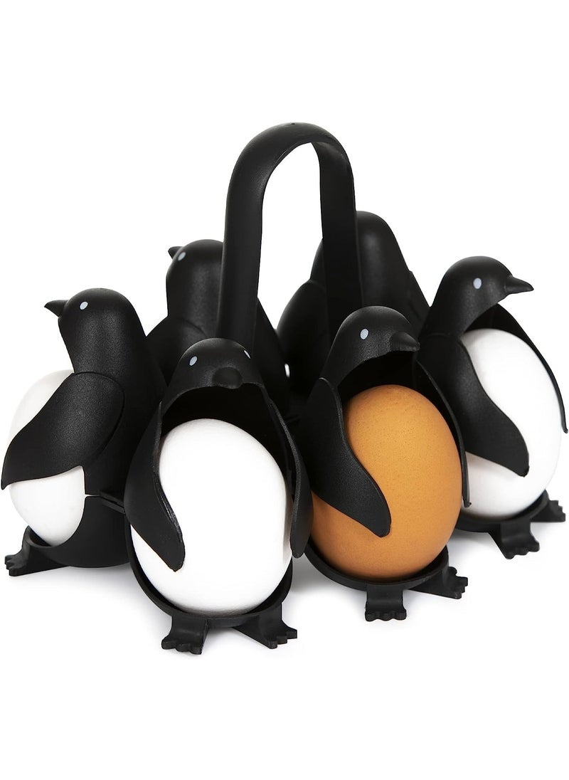 The White Shop Egg Holder Hard Boiled Egg Cooker - Penguin Shaped Boiled Eggs Cooker - 3-In-1 Cook, Store And Serve Egg Holder Kitchen Gadget Home Decor - Egg Rack for 6 Soft or Hard Boiled Egg  - Image 1