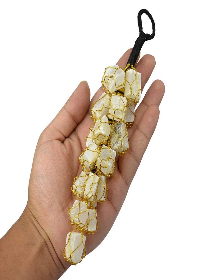 Crystu Natural Selenite with Black Tourmaline Tumble Stone Car Hanging Accessories and Door Hanging Items Reiki Healing and Crystal Healing Stones Combo Pack of 2 pc (Color : Multi) - Image 2