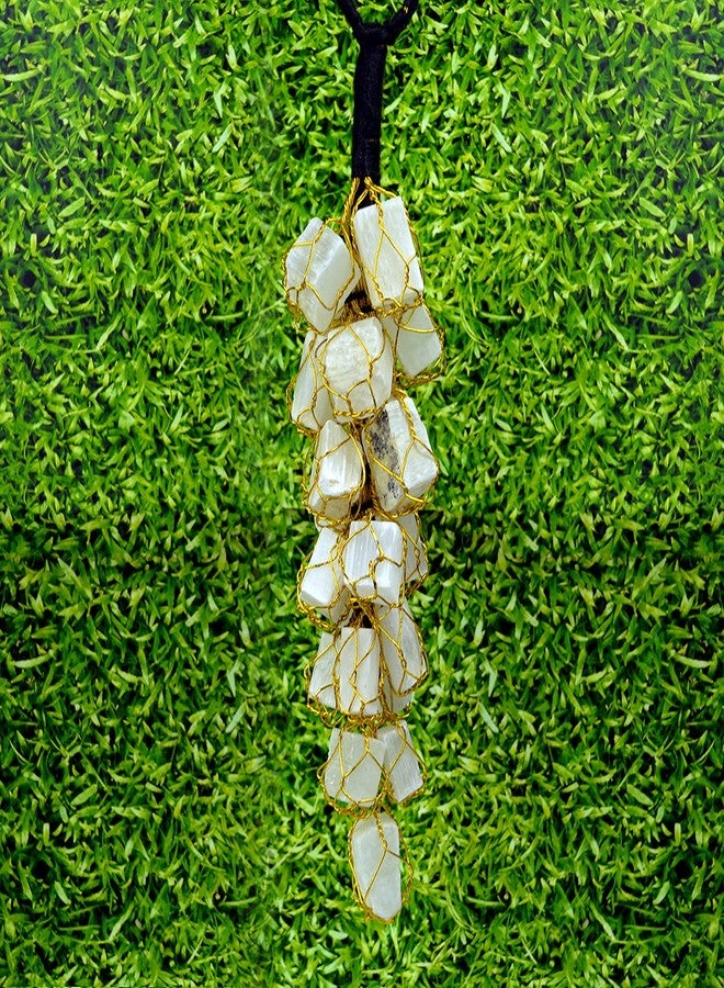 Crystu Natural Selenite with Black Tourmaline Tumble Stone Car Hanging Accessories and Door Hanging Items Reiki Healing and Crystal Healing Stones Combo Pack of 2 pc (Color : Multi) - Image 4