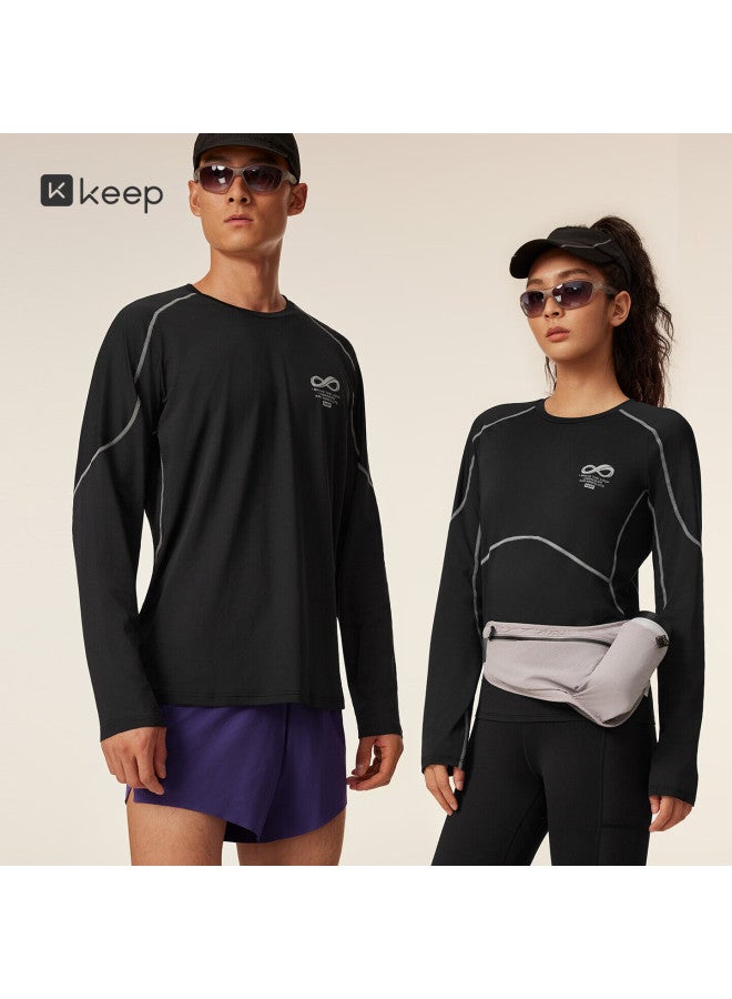 Keep New Men's Sports T-shirt Autumn Winter 25 Fitness Running Quick-dry Antibacterial Color-block Long Sleeve T-shirt 8763