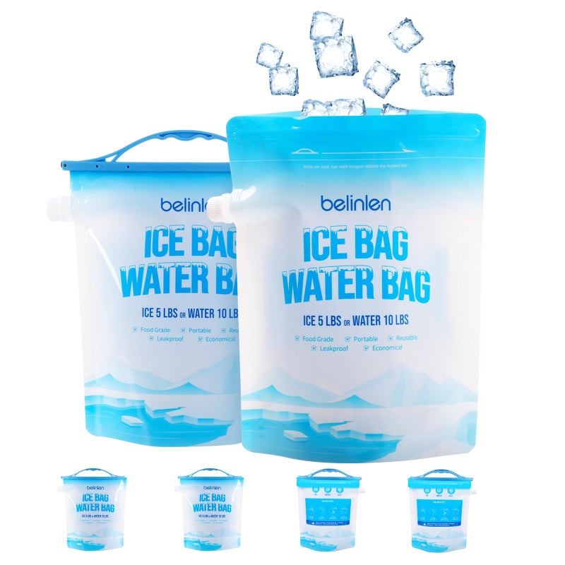 Belinlen 6 Pack Reusable Ice Bags for Cooler 5lb Cooler Ice Cube Bag with Sealed Sliding Handle, Long Lasting Cold Dry Freezer Packs Leakproof Ice Bag for Camping, Hiking, Fishing and Drinks(11 x 14) - Image 1