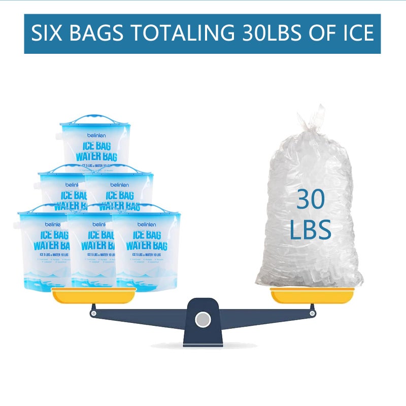 Belinlen 6 Pack Reusable Ice Bags for Cooler 5lb Cooler Ice Cube Bag with Sealed Sliding Handle, Long Lasting Cold Dry Freezer Packs Leakproof Ice Bag for Camping, Hiking, Fishing and Drinks(11 x 14) - Image 5