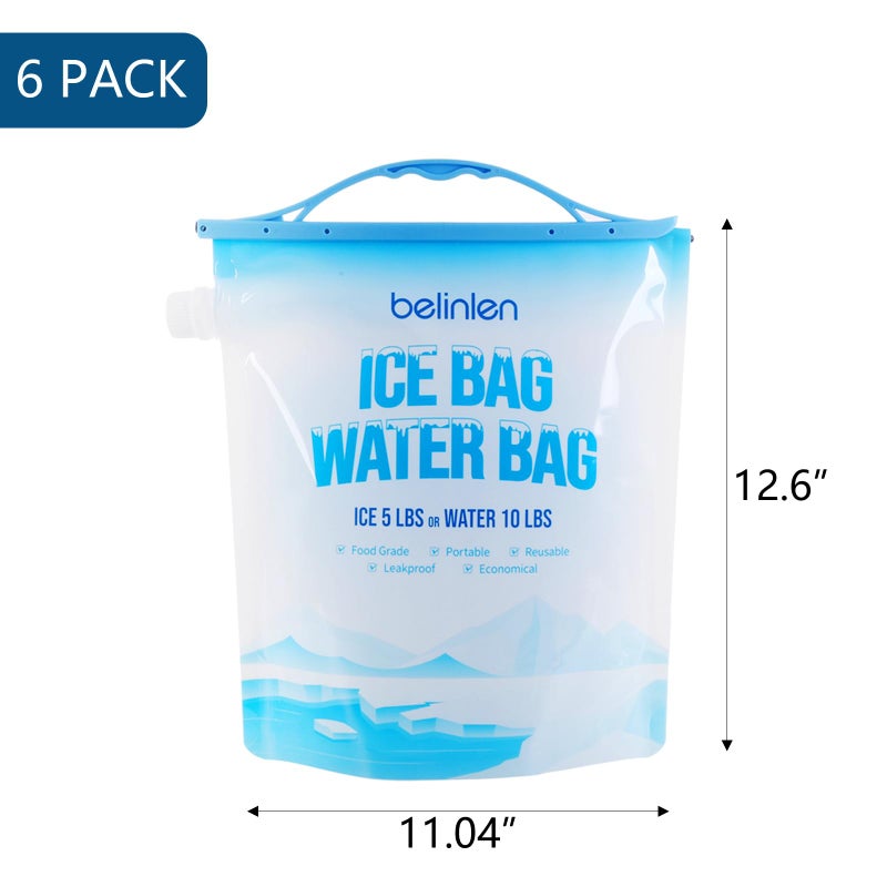 Belinlen 6 Pack Reusable Ice Bags for Cooler 5lb Cooler Ice Cube Bag with Sealed Sliding Handle, Long Lasting Cold Dry Freezer Packs Leakproof Ice Bag for Camping, Hiking, Fishing and Drinks(11 x 14) - Image 2