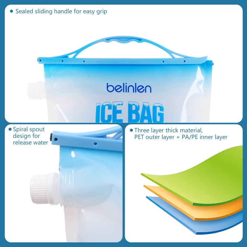 Belinlen 6 Pack Reusable Ice Bags for Cooler 5lb Cooler Ice Cube Bag with Sealed Sliding Handle, Long Lasting Cold Dry Freezer Packs Leakproof Ice Bag for Camping, Hiking, Fishing and Drinks(11 x 14) - Image 4