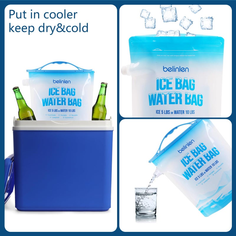 Belinlen 6 Pack Reusable Ice Bags for Cooler 5lb Cooler Ice Cube Bag with Sealed Sliding Handle, Long Lasting Cold Dry Freezer Packs Leakproof Ice Bag for Camping, Hiking, Fishing and Drinks(11 x 14) - Image 3