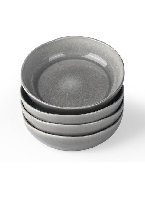 Aurora 4 Piece Reactive Glaze Pasta Bowls Set in 8.7 inches, 34oz Serving Bowl for Pasta, Salad, Noodles, Scratch Resistant, Microwave & Dishwasher Safe, Slate Grey