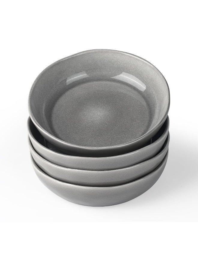 Famiware Aurora 4 Piece Reactive Glaze Pasta Bowls Set in 8.7 inches, 34oz Serving Bowl for Pasta, Salad, Noodles, Scratch Resistant, Microwave & Dishwasher Safe, Slate Grey  - Image 1