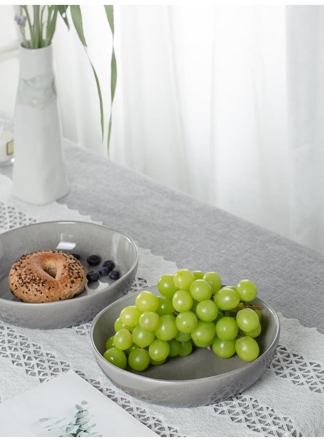 Famiware Aurora 4 Piece Reactive Glaze Pasta Bowls Set in 8.7 inches, 34oz Serving Bowl for Pasta, Salad, Noodles, Scratch Resistant, Microwave & Dishwasher Safe, Slate Grey  - Image 5
