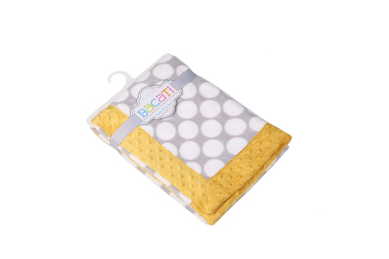 Bacati Grey Ikat Dots with Border Plush Blanket GreyYellow 30 x 40
