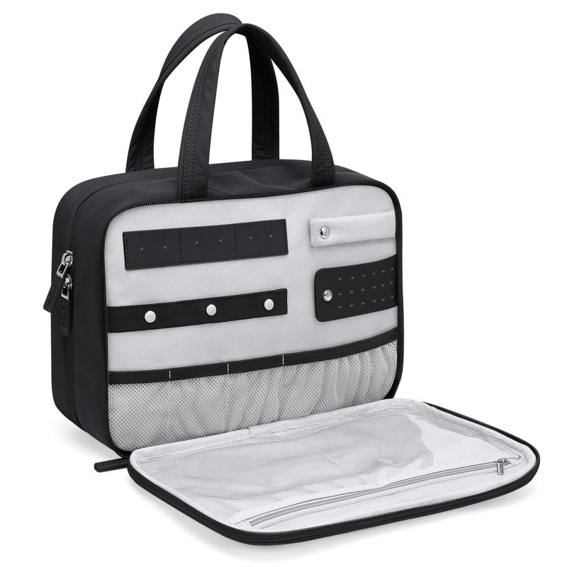 GOLF QUALITY Travel Toiletry BagWaterresistant Makeup Cosmetic Bag with Jewelry Organizer Hanging Toiletry Bag for women Trips Camping BathroomBlack - Image 2