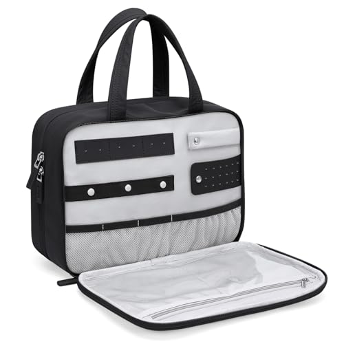 GOLF QUALITY Travel Toiletry BagWaterresistant Makeup Cosmetic Bag with Jewelry Organizer Hanging Toiletry Bag for women Trips Camping BathroomBlack - Image 1