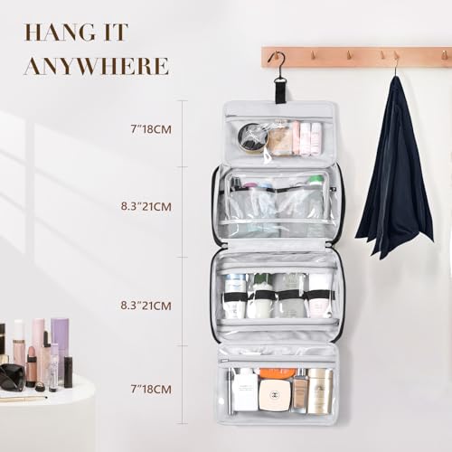 GOLF QUALITY Travel Toiletry BagWaterresistant Makeup Cosmetic Bag with Jewelry Organizer Hanging Toiletry Bag for women Trips Camping BathroomBlack - Image 3