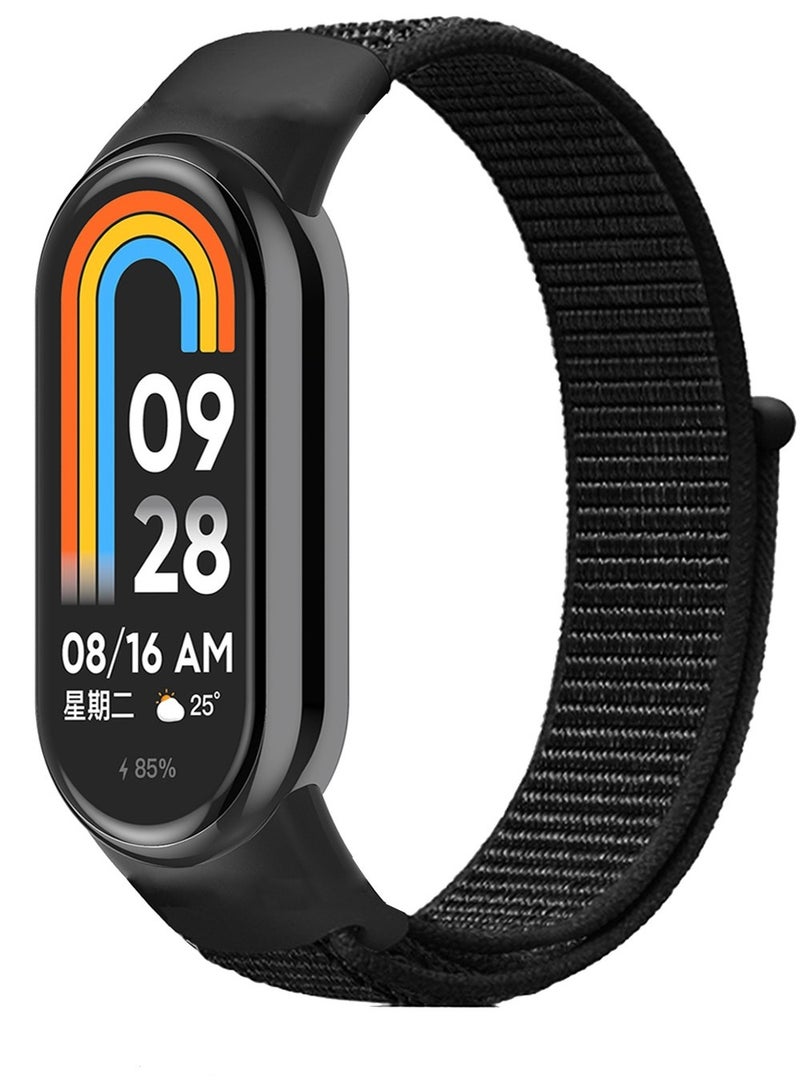 Nylon Strap Compatible With Xiaomi Mi Band 8 Soft Adjustable Band For Men And Women Black