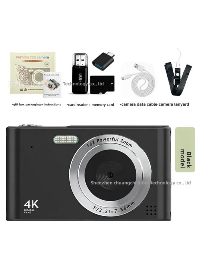 Generic - High-definition Digital Camera CCD Student Party Campus Card Machine Photo Video Retro Travel Gift-Color:H15 Black (hd Large Screen) + 64g Memory Card + Card Reader + Android Otg Adapter - Image 1