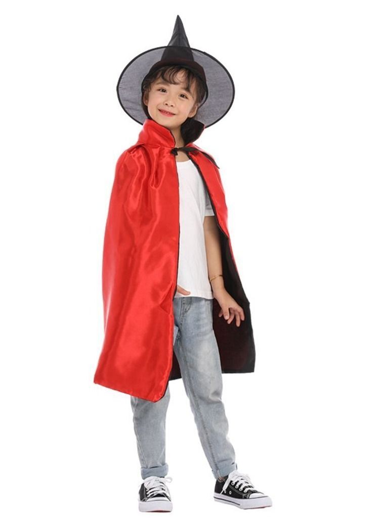 Highland Red Witch Cape and Hat Costume for Kids 90x90 CM - Image 3