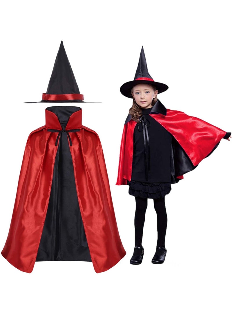 Highland Red Witch Cape and Hat Costume for Kids 90x90 CM - Image 1