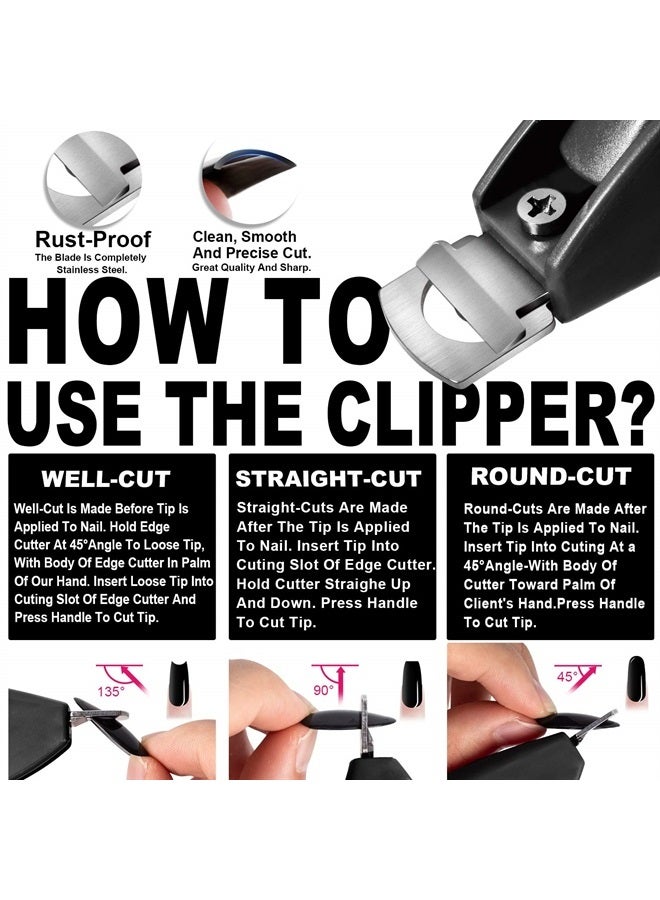 GA&EN Black Adjustable Artificial Acrylic Fake Nail False Nail Tip Clipper Cutter Trimmer Manicure Pedicure Sharp Blade Clip Tool for Salon Home Nail Art Beauty Design DIY - Image 2