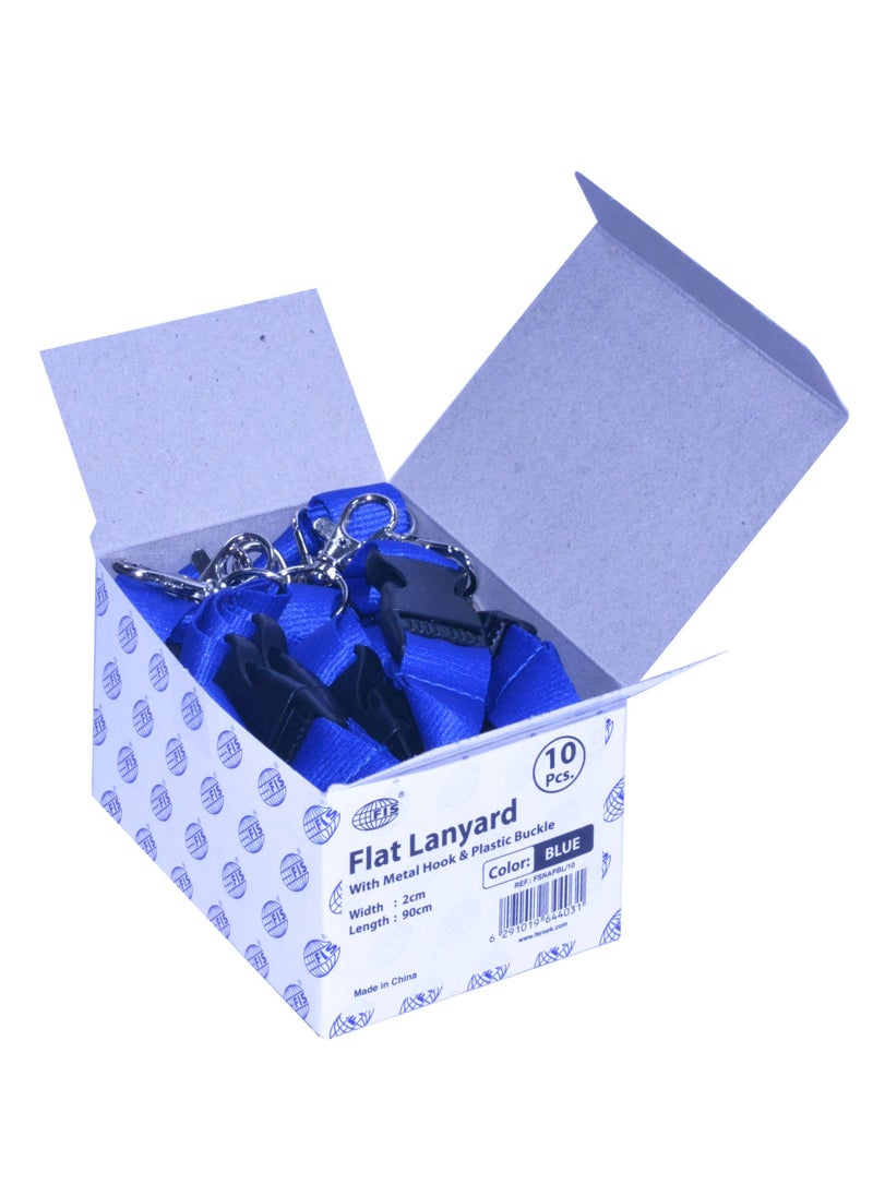 FIS - 10-Piece FIS Lanyard Blue with Metal Hook & Plastic Buckle, 2X90cm - FSNAPBL/10 - Image 1