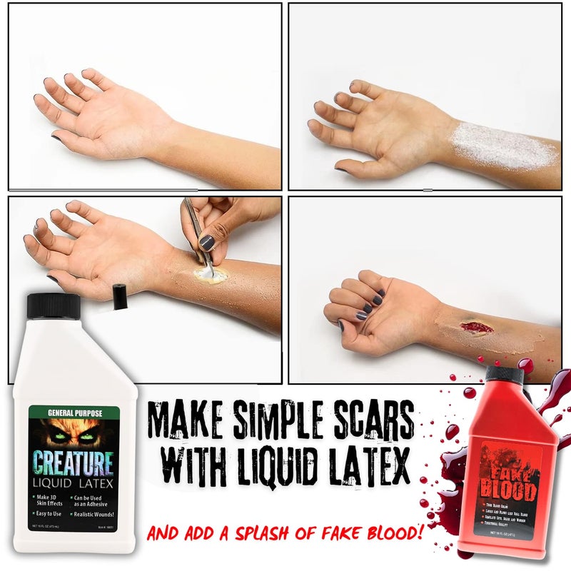 CREATURE 16oz - CLEAR - Creature Liquid Latex, General Purpose Professional Special Effects Liquid Latex - Image 2