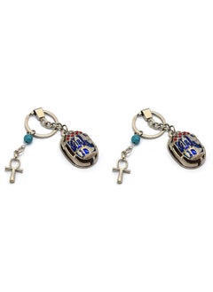 2 pieces Silver - Blue with ankh key