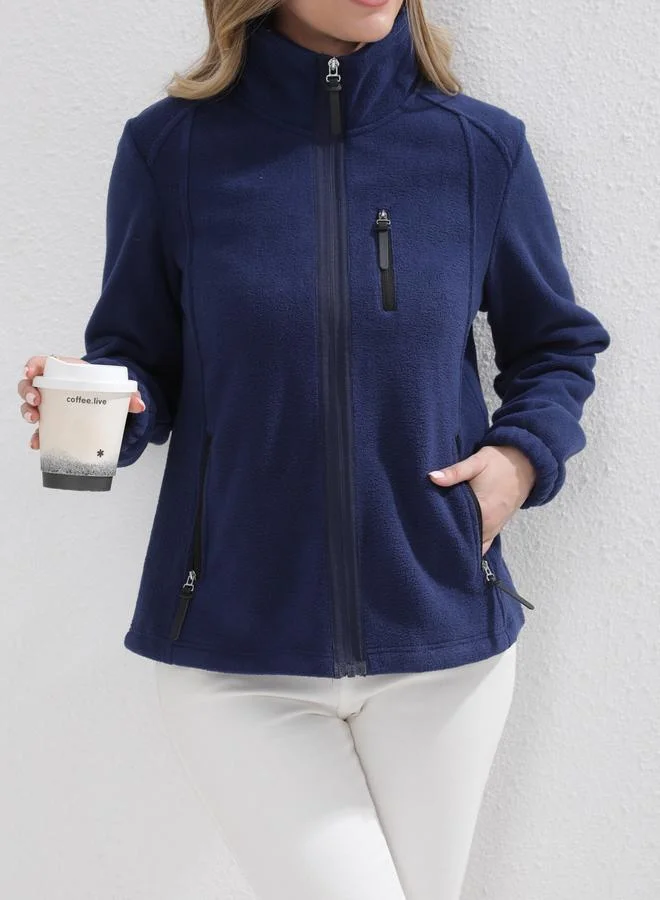 Take Two Take Two Navy Blue Fleece Jacket with Zip Pockets