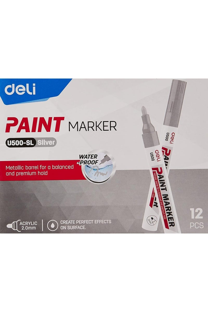 Deli Paint Marker - Silver (EU500-SL) - Image 3