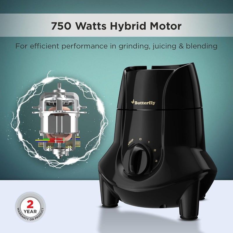BUTTERFLY خلاط جت إلت 750 واط مع 3 أوعية (رمادي) - Image 2