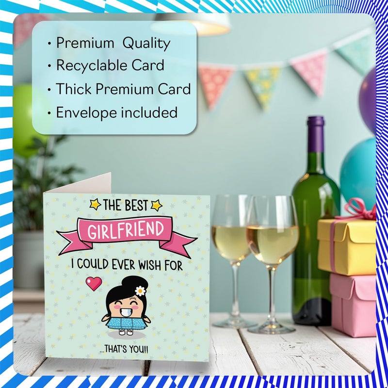 Stuff4 Girlfriend Birthday Card - The Best I Could Ever Wish For - Happy Birthday Card for Girlfriend from Boyfriend Partner  5.7 Inch Cute Bday Greeting Cards - Image 3