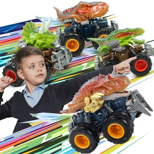 Oriate Friction Powered Dinosaur ATV Toy Cars for Children, Baterried Free Swing Carnotaurus Monster Truck with Robotic Arm, Fantastic Birthday for Kids Boy Girl - Image 2