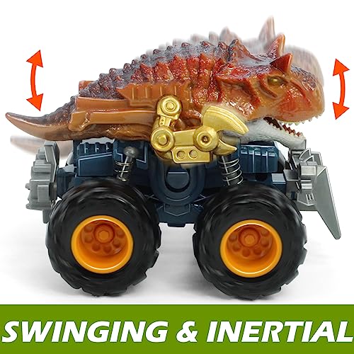 Oriate Friction Powered Dinosaur ATV Toy Cars for Children, Baterried Free Swing Carnotaurus Monster Truck with Robotic Arm, Fantastic Birthday for Kids Boy Girl - Image 3