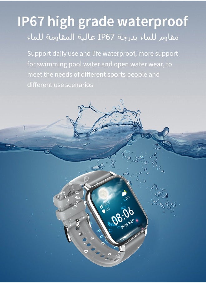 WAPIK - Korean Brand P5S Smart Watch,Business Smartwatch,Waterproof Fitness Watch, Bluetooth Calling,Smart watch for Men, Zinc Alloy Vacuum Plating, Heart Rate Monitoring,Smart watch for women Silver - Image 1