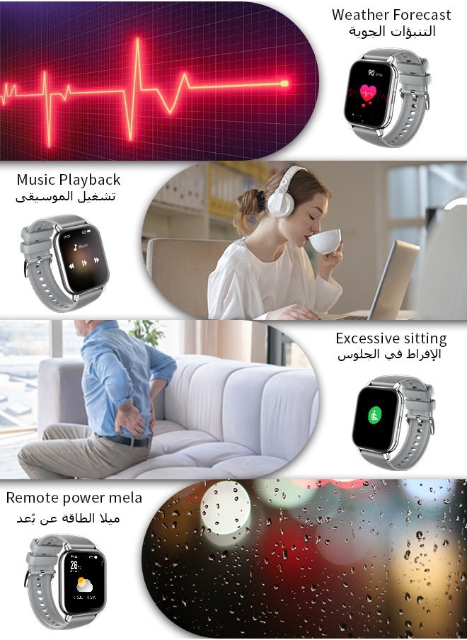 WAPIK - Korean Brand P5S Smart Watch,Business Smartwatch,Waterproof Fitness Watch, Bluetooth Calling,Smart watch for Men, Zinc Alloy Vacuum Plating, Heart Rate Monitoring,Smart watch for women Silver - Image 1