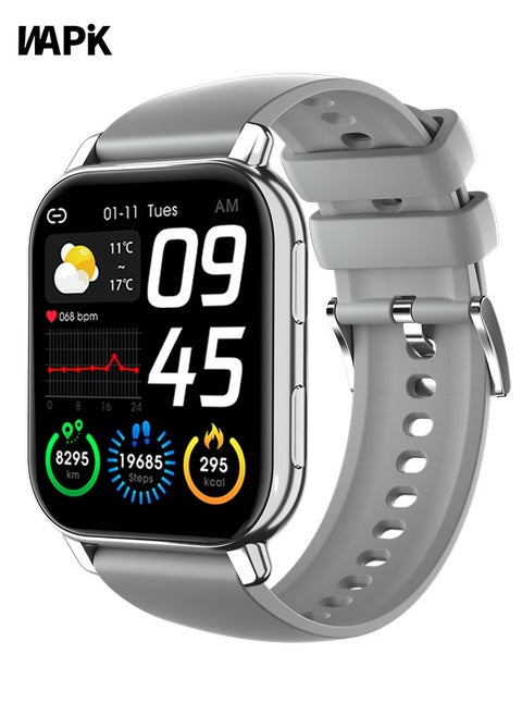 Korean Brand P5S Smart Watch,Business Smartwatch,Waterproof Fitness Watch, Bluetooth Calling,Smart watch for Men, Zinc Alloy Vacuum Plating, Heart Rate Monitoring,Smart watch for women Silver