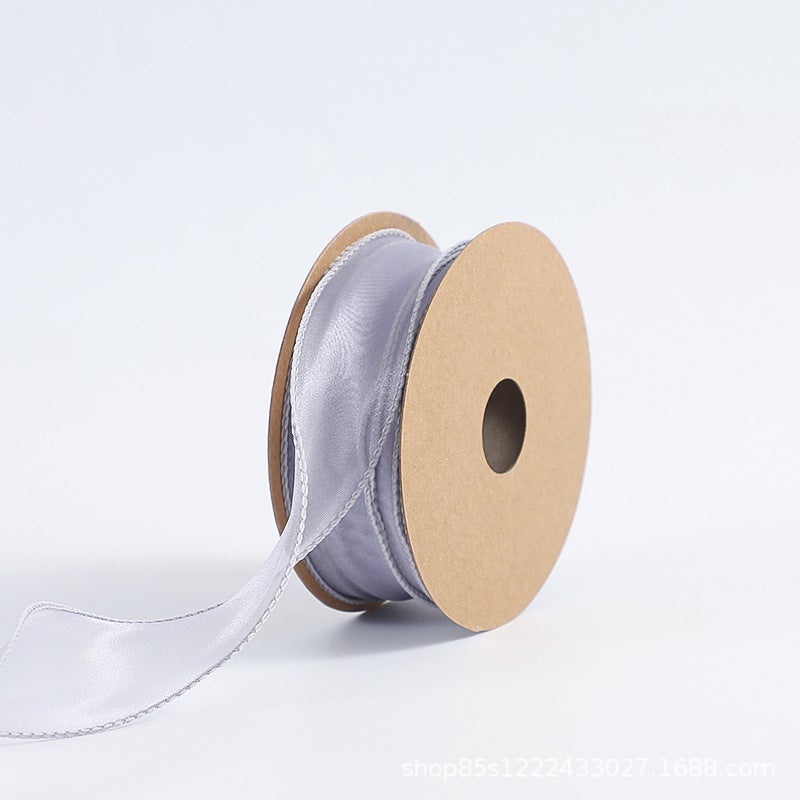 Generic Cake Baking Decorative Ribbon Fishtail Seersucker Bouquet Gift Box Edge Flowers Packaging Material White Ribbon Light gray/(4cm*10 yards)*4cm*10 yards 