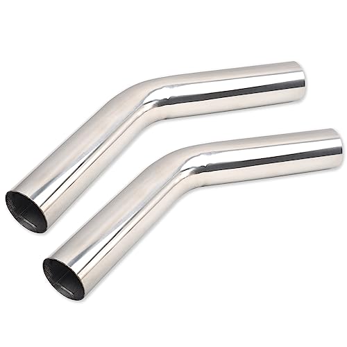 BIGREAT OD 3'' Inch (76MM) 45 Degree Bend Elbow Stainless Steel Turbocharger Pipe Tube Intercooler Pipe High Class Brushed Treatment Air Intake Tube Pipe Polished Universal-2PCS - Image 1