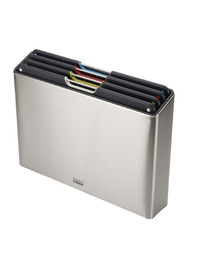 جوزيف جوزيف طقم ألواح تقطيع فوليو مكون من 4 قطع مع حقيبة تخزين أسود وفضي 26.5 × 35.5 × 7.4 سم 60170 - Image 1