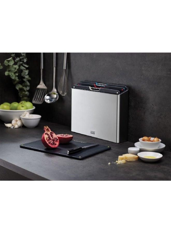 جوزيف جوزيف طقم ألواح تقطيع فوليو مكون من 4 قطع مع حقيبة تخزين أسود وفضي 26.5 × 35.5 × 7.4 سم 60170 - Image 4