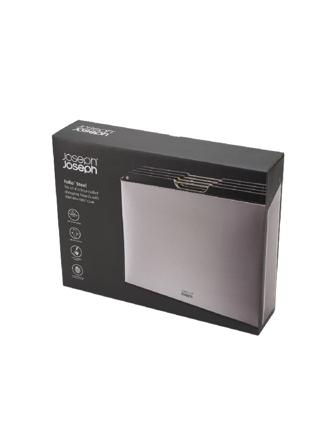 جوزيف جوزيف طقم ألواح تقطيع فوليو مكون من 4 قطع مع حقيبة تخزين أسود وفضي 26.5 × 35.5 × 7.4 سم 60170 - Image 5