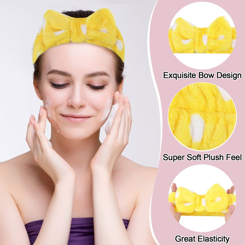 WILLBOND 24 Pieces Spa Headband Bow Hairband Facial Makeup Women Face Wash Adjustable Skincare Headbands Bulk Soft Flannel Towel Head Wraps for Women Shower Washing Face (Stylish) - Image 4