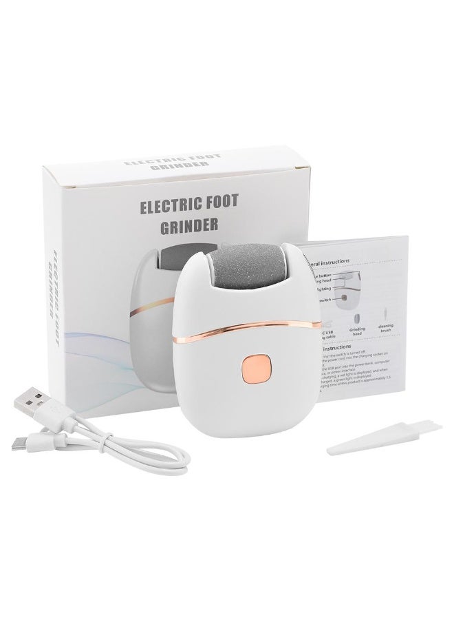 جهاز تقشير قدم قابل لإعادة الشحن لإزالة الجلد الميت وتشققات الكعب - جهاز باديكير بثلاث رؤوس دوارة وسرعتين وتصميم مقاوم للماء لأقدام ناعمة (جهاز باديكير لإزالة مسامير القدم) - Image 1