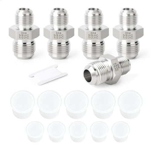 TAISHER 5PCS Forging of 304 Stainless Steel JIC Flare Tube Fitting 38 JIC Male x 12 JIC Male Union - Image 1