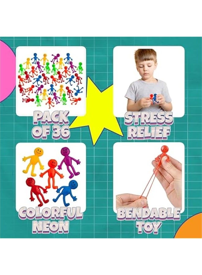 DURKU 36 Pack Stretchy Bendable Man in Assorted Fun Colors, Sticky Slimy Gooey Texture Toy for Stress Relief Anxiety Great Party Favor Stocking Stuffer - Image 5