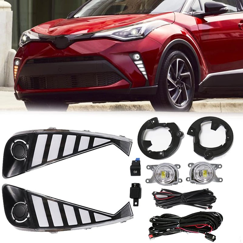 VGETTING Daytime Running Light For Toyota CHR 2020 2021 2022 Fog Light Assembly Replacement DualColors DRL With LED Lamp Blub LED Driving Light