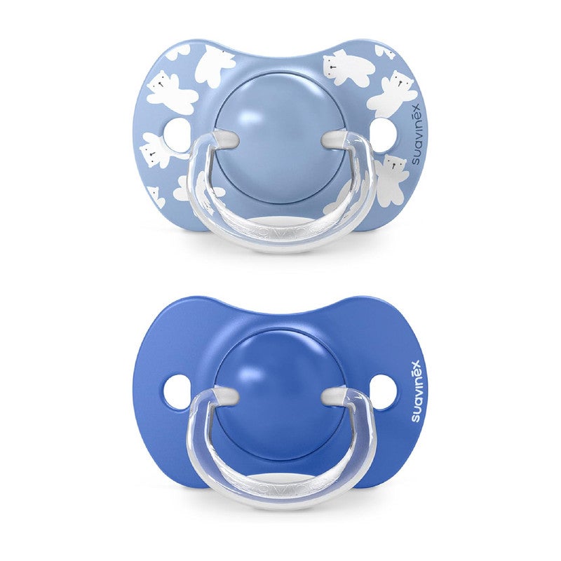 SUAVINEX سوفينكس، عبوة من 2 مصاصة للأطفال من 6 إلى 18 شهرًا، بحلمة سيليكونية فسيولوجية SX Pro متناسقة، مسطحة ومرنة، تحترم التطور الفموي، وايلد&فري أزرق - Image 2