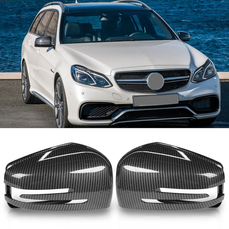 غطاء مرآة بديل متوافق مع مرسيدس بنز جيرونكس CClass W204E W212S W221GLK X204GLA X156 بنمط ألياف الكربون