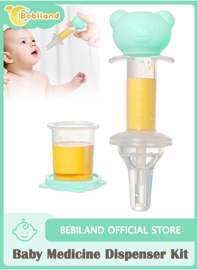 Bebiland Baby Medicine Dispenser Kit, Kids Oral Feeding Syringe, Toddler Liquid Medicine Pacifier, Great for Feeding Medicine Water Juice (Green)  - Image 1